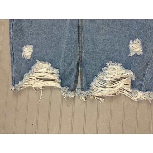 Misguided Size 10 Women Skirt Denim Jean Knee Length Distress Light Wash… - Picture 2 of 5